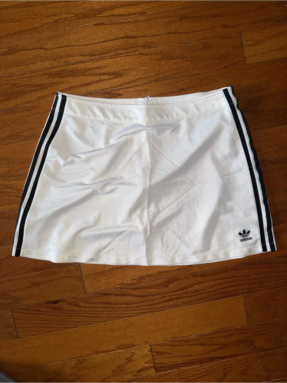 adidas White Mini Skirt with Black Stripes